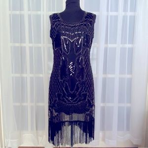 Vintage Beaded Fringe Cocktail/Flapper Dress